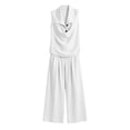 thumbnail image 6 of YYV Two Piece Sets for Women Summer Casual Two Piece Set Lapel Top and Wide Leg Pants Lounge Outfit White XXL, 6 of 6
