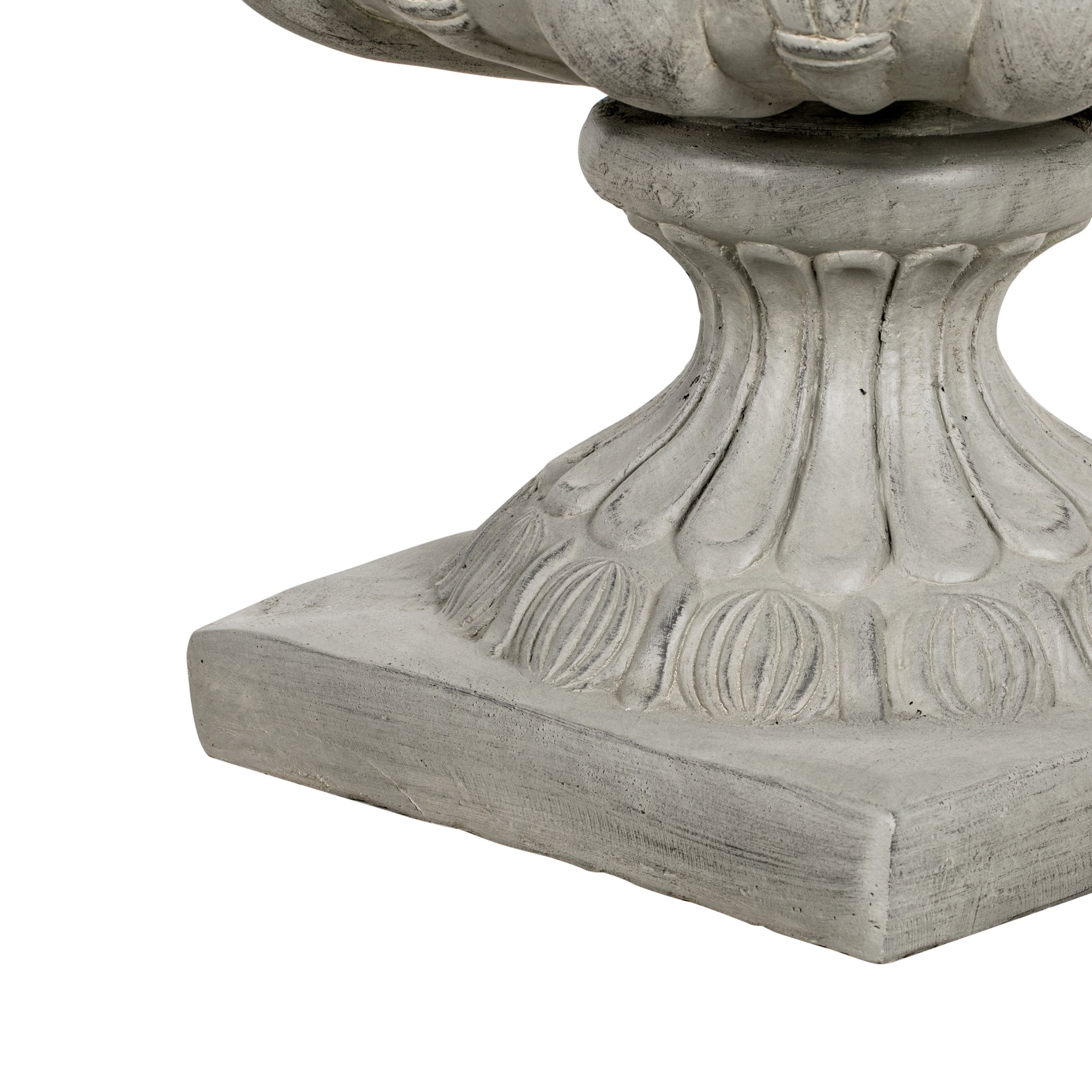 Christopher Knight Home 18.5" Outdoor MGO Vintage Wide Floral Carved Pedestal Flower Pot, Gray