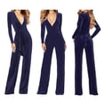 thumbnail image 4 of Classic Style Women Velvet Overalls Long Sleeve V Neck for Fall Fashion, 4 of 10
