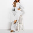 thumbnail image 5 of Riforla Jumpsuits for Women Casual Jumpsuits Loose Fit Belted Dressy Long Sleeve Crewneck Autumn Jumpsuit Long Wide Legs Formal Rompers Women's Jumpsuit White XL, 5 of 8