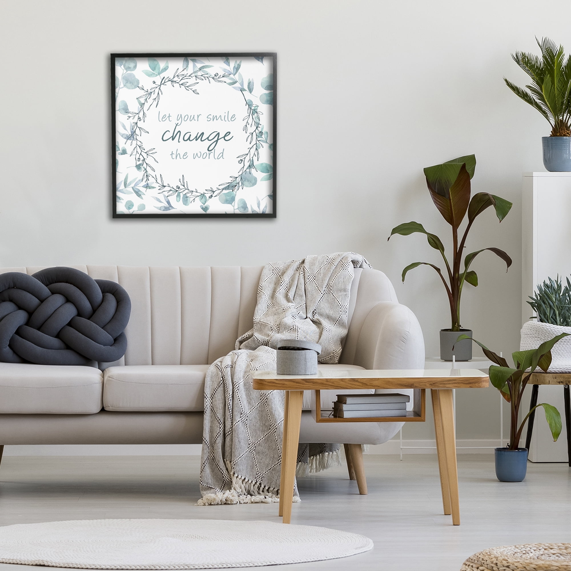 Stupell Industries Smile Change The World Black Framed Giclee Art, design by Kim Allen