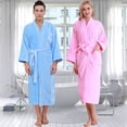 thumbnail image 3 of Albornoz de algodón puro grueso para otoño e invierno, bata de baño para mujer, larga, absorbente, de secado rápido, camisón cálido para pareja, conjunto de pijama para hombre, 3 of 4