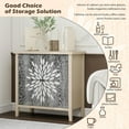 thumbnail image 7 of LFGUIZO 31.5" Leaf Carved Bohemia Accent Sideboard Buffet Cabinet with 2 Doors  1 Adjustable Entryway Living Room, Black & Natural, 7 of 7