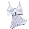 thumbnail image 3 of DPTALR Women Solid Buckle Bikini Push-Up Padded High Waist Swimwear Swimsuit Set, 3 of 9