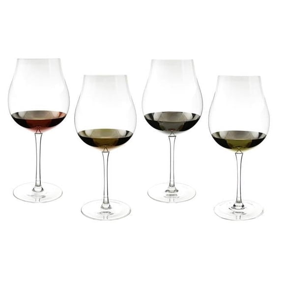 Three Star Import & Export XM6304 9.5 in. Tulip Shape Wine Glass Set, 4 Piece