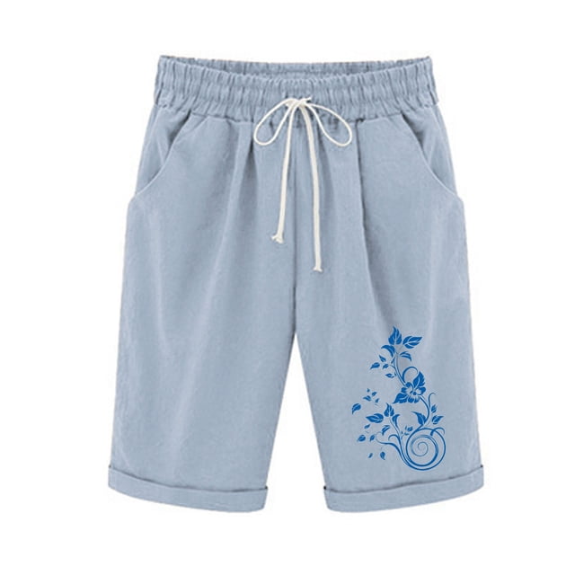 Top and Shorts Sets for Women, Womens Elastic Waist Printing Drawstring Shorts