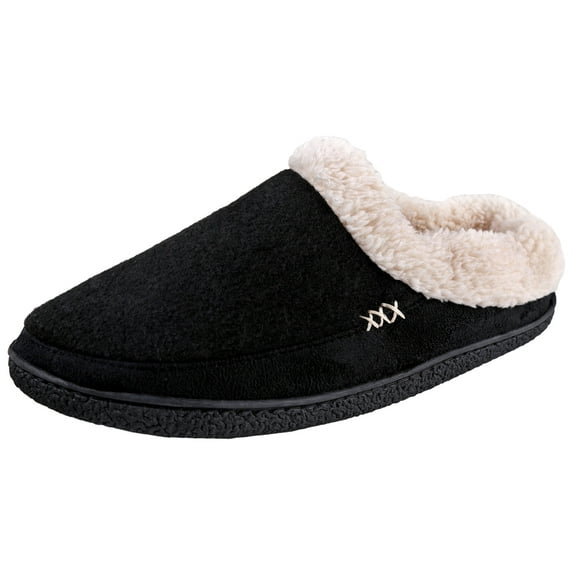 Urban Fox Slippers for Men - Micro Suede Everson | House Shoes I Rubber-Sole | Faux Fur | Indoor Outdoor Men's Slippers Black/Black 14
