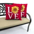 thumbnail image 5 of Jordan Manufacturing 16" x 16" Love Sunflower Red Novelty and Floral Reversible Square Outdoor Throw Pillow with Welt, 5 of 10