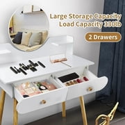 GIATUEE Vanity Table with Mirror, 2 Drawers Makeup Dressing Desk, Teen Adult(Without Stool)