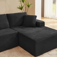 thumbnail image 5 of HOQBN 96.9" Boneless Modular Sectional Sofa with Chaise, L-Shaped Corduroy Cloud Sectional Couch with Deep Seat and Side Pockets, Upholstered 3 Seater Sofa Living Room, No Assembly, Black, 5 of 10