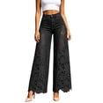 thumbnail image 2 of Zormilly Wide Leg Jeans for Women High Waisted Lace Spliced Stretchy Jeans, S-3XL, 2 of 7