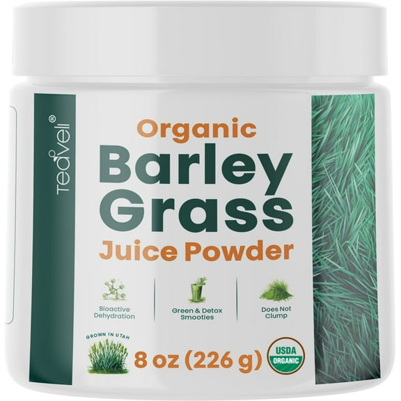 Organic Barley Grass Juice Powder– Utah Grown Raw Barley Grass Juice Extract & Green Juice Powder for Detox- Complements Wheatgrass Juice- Made to EverRaw® Standards with BioActive Dehydration™- 8 oz
