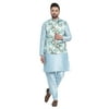 ELINA FASHION Men's Indian Raw Silk Kurta Pajama And Nehru Jacket (Waistcoat) || Ethnic Wedding Diwali Puja Set