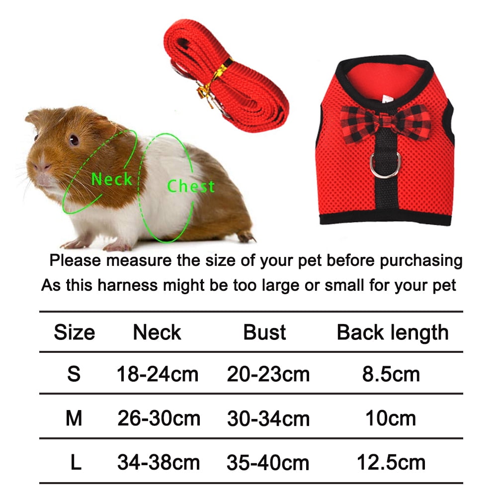 Guinea Pig Harness and Leash Soft Mesh Small Pet Harness with Bowknot Bell No Pulling Comfort Padded Vest for Guinea Pigs Ferret Chinchilla Rats192 Walmart