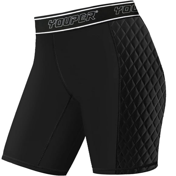 Youper Women's Classic Softball Sliding Shorts, Compression Padded Slider Shorts (Black, X-Small)