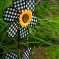 thumbnail image 2 of In the Breeze 2648 — 16-Inch Gingham Sunflower Spinner with Leaves, Checker Flower Spinner, 2 of 4