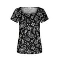 thumbnail image 4 of Sentuca Casual Going Out Tops for Women Print Short Sleeve Square Neck Soft Tops, 4 of 5
