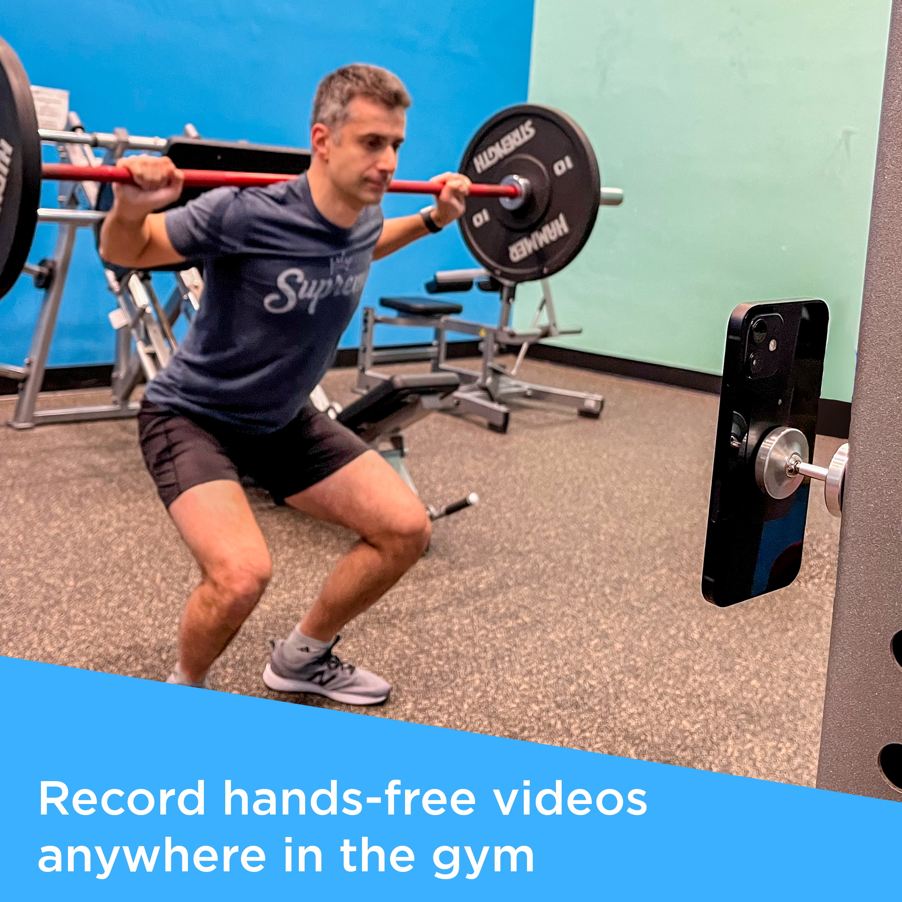Gym Mate Dual Magnetic Phone Mount & Holder for Gym. Attaches Magnetically to Metal Surface.
