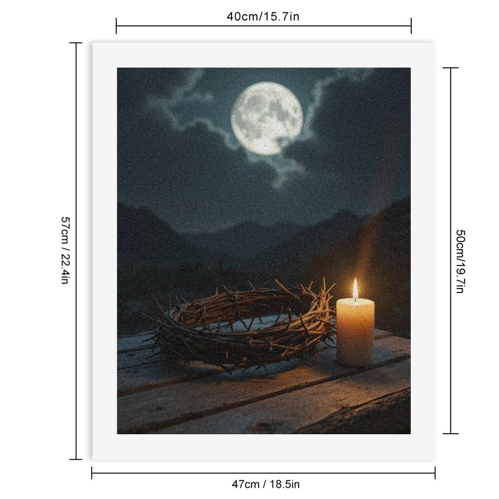 Paint By Numbers Kit for Adults Beginner - Moonlit Night Candle Thorns DIY Canvas Painting Kits for Adults, Frameless Paint By Number for Adults for Home Wall Decor 16x20 Inch
