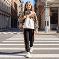 thumbnail image 2 of PatPat Girls Fleece Sweatshirts and Leopard Jogger Pants Colorblock 2 Pieces Outfit Set Sizes 4-12, 2 of 9