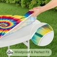 thumbnail image 5 of Colorful Tie Dye Mandala Pattern Round Fitted Tablecloth with Elastic Edge,Dining Table Cover Waterproof,Outdoor Round Tablecloth for Camping,Dining,Indoor and Outdoor, 5 of 7