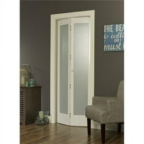 24 x 80 in. Full Glass Frosted Bifold Door, Unfinished Pine