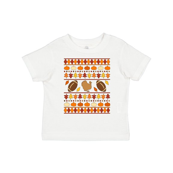 Inktastic Ugly Thanksgiving Sweater Design with Turkey and Football Boys or Girls Toddler T-Shirt