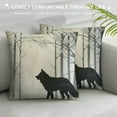 thumbnail image 3 of COMIO  Winter Throw Pillow Cushion Cover, Wolf Silhouette Howls in Woods Leafless Trees Snowflakes Wilderness, Decorative Square Accent Pillow Case, Green Eggshell, 3 of 5