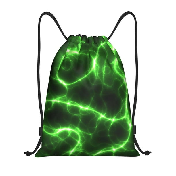 Fotbe Green Lightning Bolsa Mochila con Cordón Estampada, Bolsa de Gimnasio Deportiva, Bolsa Cinch, Bolsa con Cordón para Hombres y Mujeres-Medium