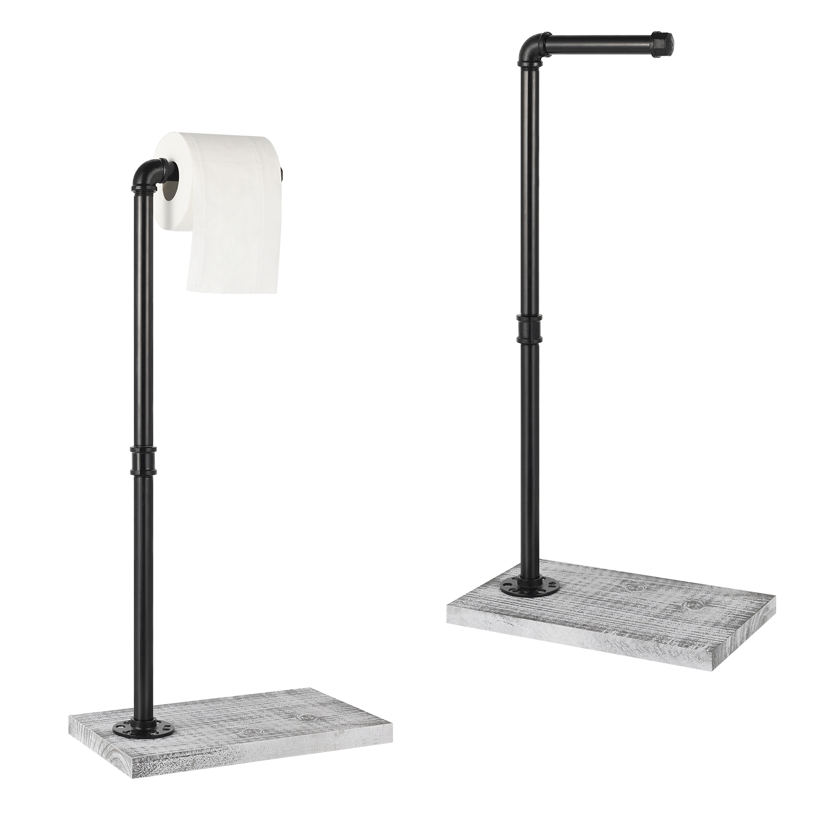 2pcs Industrial Style Floor Toilet Paper Holder Toilet Paper Dispenser Gray