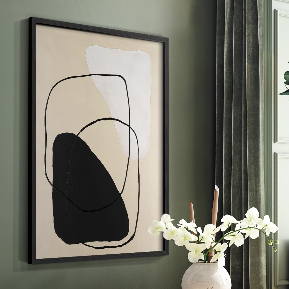 Avant Mod II Framed Print in Black Solid Wood Framed Print No Nail Hanging