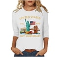 thumbnail image 3 of Lazyguy The US 250th Anniversary Pullover Women Graphic Printed Casual Tops Crew Neck 3/4 Sleeves Tees Shirts for Fourth of July Festival S-4XL White, 3 of 9