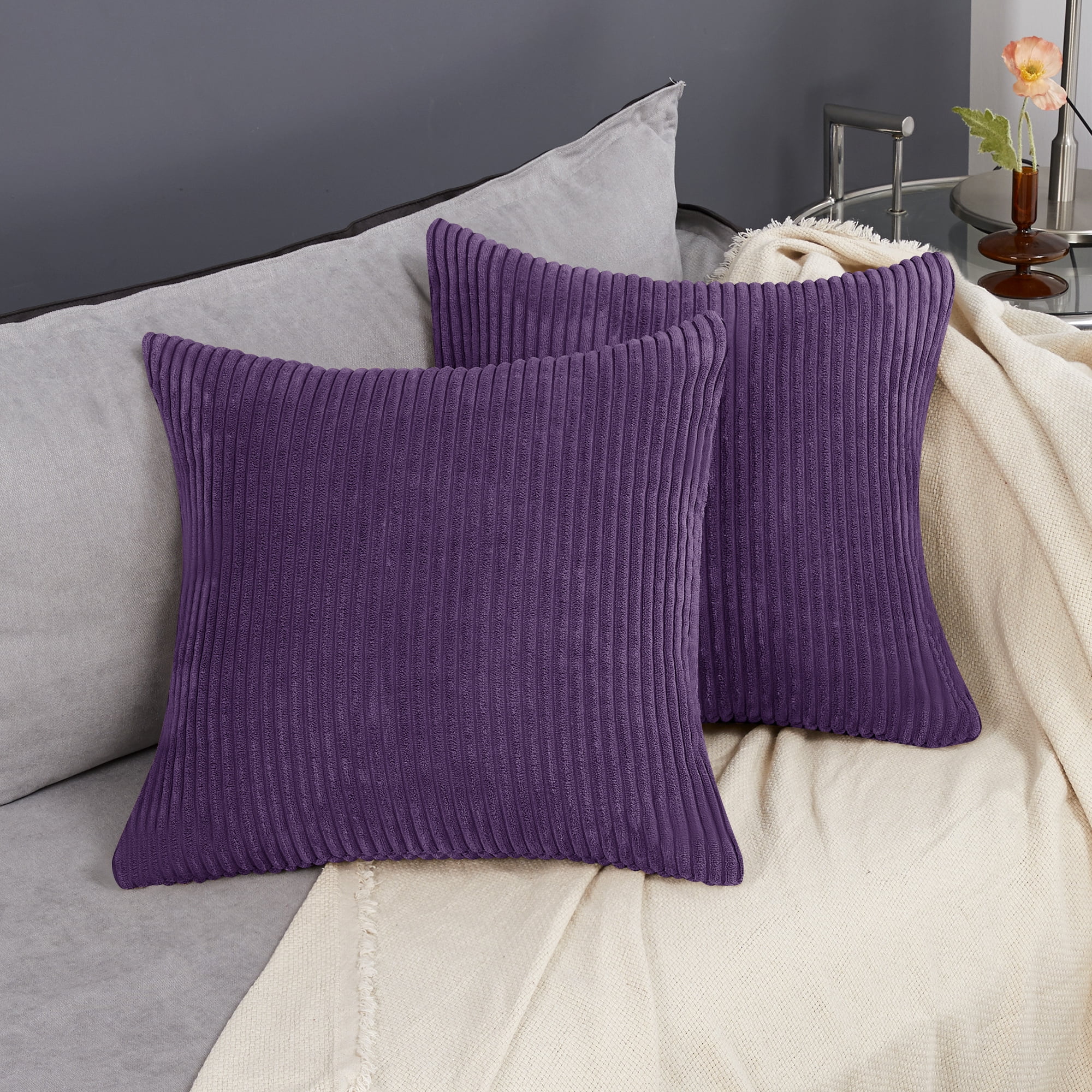 Deconovo Large Pillow Covers Set of 2 Corduroy Cushion Cover with
