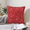 thumbnail image 4 of KLL Red Paisley Floral Decorative Throw Pillow Covers Velvet Soft for Couch Sofa Bedroom Living Room Outdoor (No pillow core)- 18"x18", 4 of 5