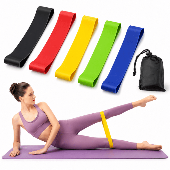 Resistance Stretch Loop resistance band Fitness Workout Bands for Exercise Working Out Physical Therapy,5 Set of Different Resistance Levels Elastic Bands with Carry Bag
