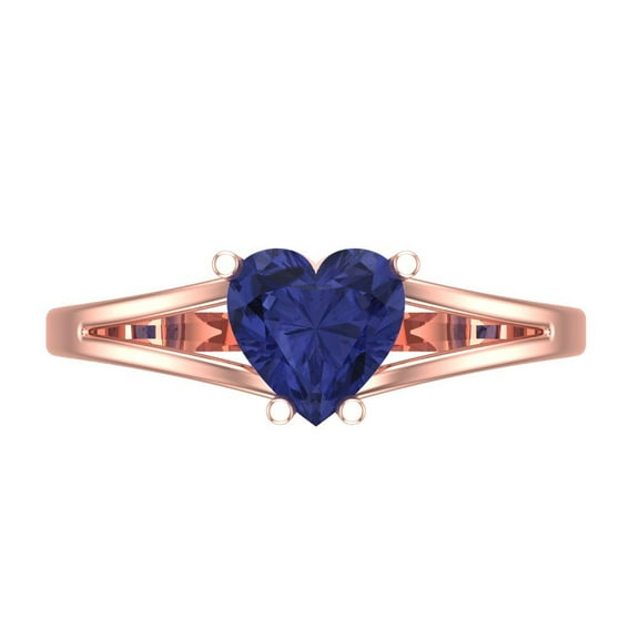 Clara Pucci 14K Rose Gold 1ct Tanzanite Solitaire Ring for Women