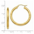 thumbnail image 4 of Real 14kt Yellow Gold Satin and Diamond-cut 3mm Round Hoop Earrings; for Adults and Teens; for Women and Men, 4 of 4