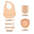 thumbnail image 2 of BabyX Silicone Baby Starter Kit, 5 Pieces First Feeding Set, Including Training Spoon, Fork, Cup, Bib and Bear Shaped Bowl (Peach), BPA-Free, Baby Utensils Supplies, Microwave/Dishwasher Safe, 2 of 6