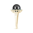 thumbnail image 3 of Angara Tahitian Cultured Pearl and Blue Diamond Ring in 14K Yellow Gold for Women | June Birthstone Jewelry for Her, 3 of 8