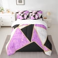 thumbnail image 2 of Homewish Modern Geometric 7-Piece Bedding Comforter Set,Abstract Trisngle King Bedding Sets,Purple Black White Bed Sheets For Girls Kids,Breathable Home Decor Reversible, 2 of 8