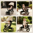 thumbnail image 5 of JoyStone 7 in 1 Foldable Tricycle Stroller for Toddler, Baby Tricycle with Adjustable Canopy, Parent Handle, Removable Pedals, Seat Belt and Storage Basket, Kids Bike for Ages 1-6 Boys & Girls, Khaki, 5 of 12