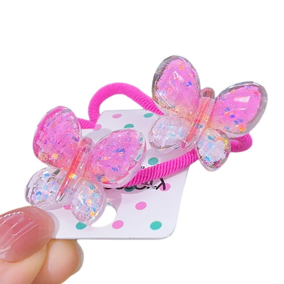 RUISINERY Candy Color Butterfly Hairband for Children Hair Elastic Hair Band Ponytail Holder Little Girl Hair Accessories 1 Pair