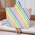 thumbnail image 5 of Pastel Color Checkered Pattern Hooded Bath Towel，50"x30" for Ages 3 To 12 Kids, Quick Dry Lightweight Soft Microfiber Hood Beach Towel Cover Up for Kids, 5 of 7