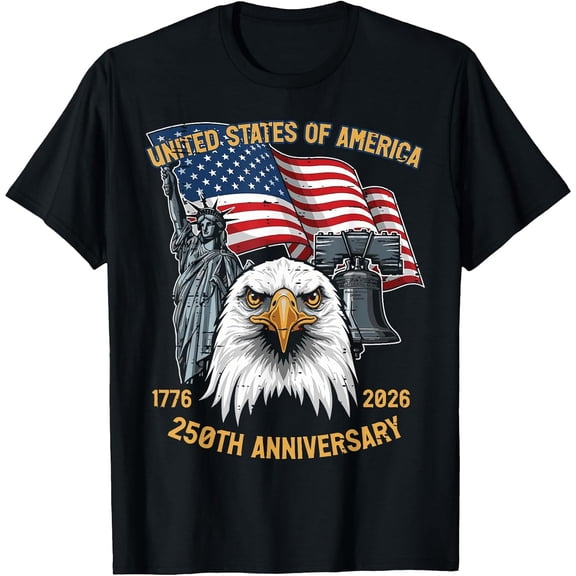 250th Anniversary USA Patriotic 250 Years American 4th July T-Shirt, Comfortable Breathable Soft Tee, Men's 100% Cotton Graphic T-Shirt 180gsm