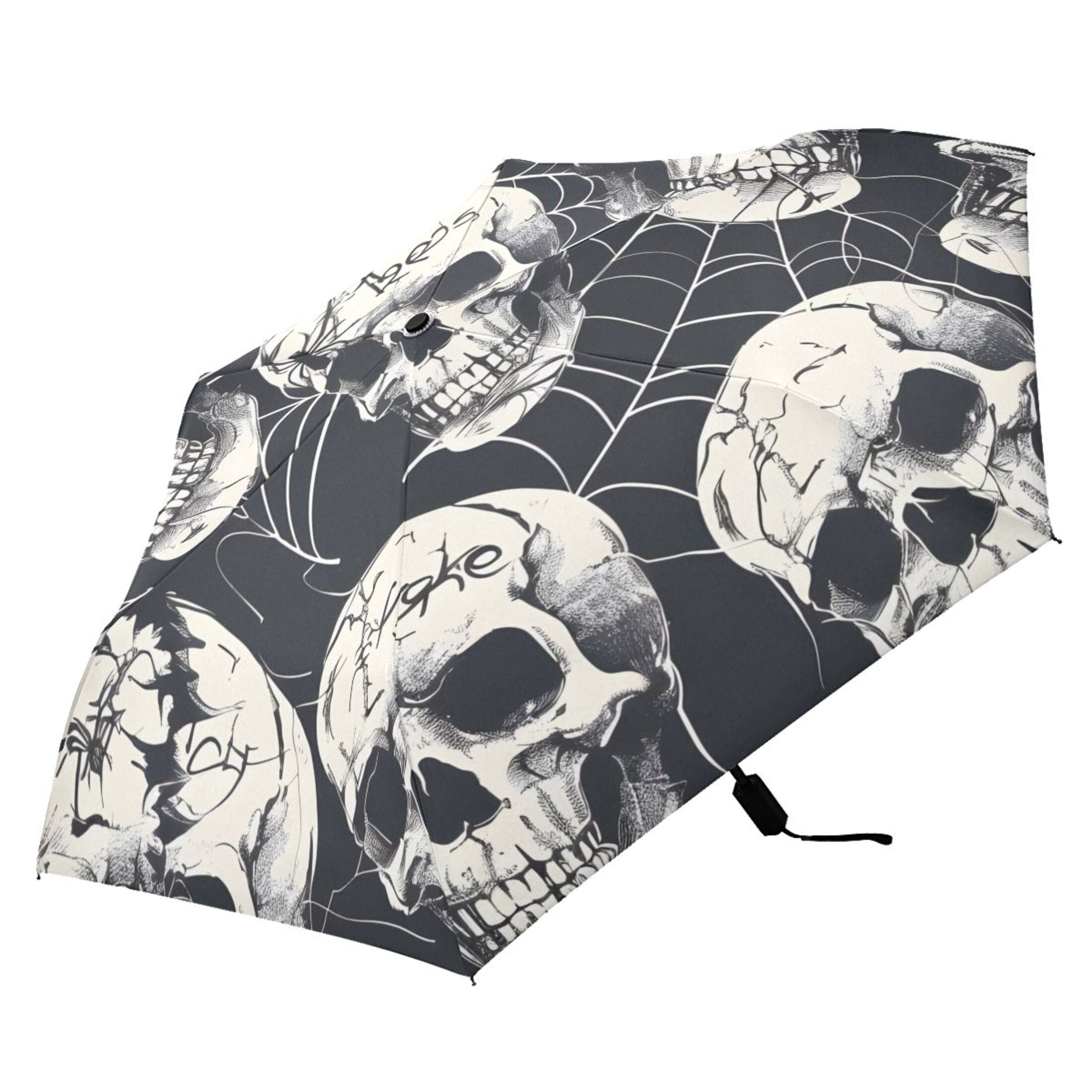 ALAZA Halloween Skulls UPF 50+ Compact Folding Umbrella for Rain Travel Umbrella Packable