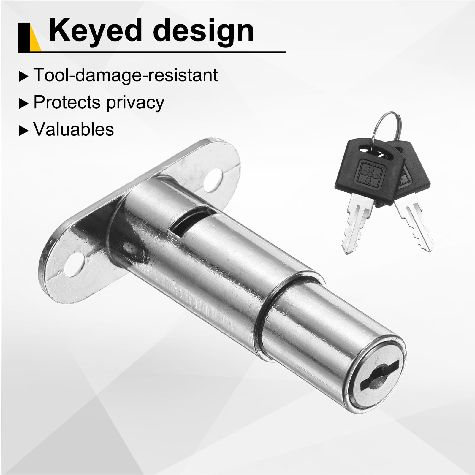 Uxcell Drawer Desk Push Plunger Lock, 4Pcs 1-9/16" Cylinder Diameter 2-7/16" Cylinder Length Zinc Alloy Sliding Cabinet Locks with Cross Screwdriver Keyed for Wardrobe Drawers, Silver