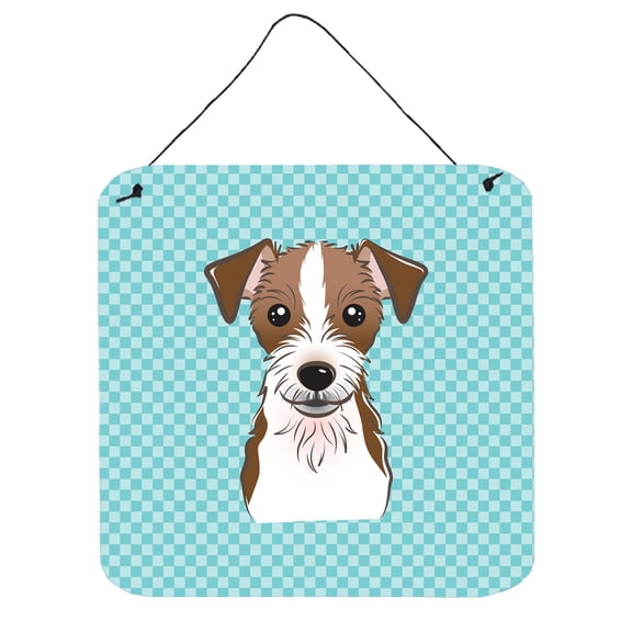 Checkerboard Design with Dog Wall or Door Hanging Prints