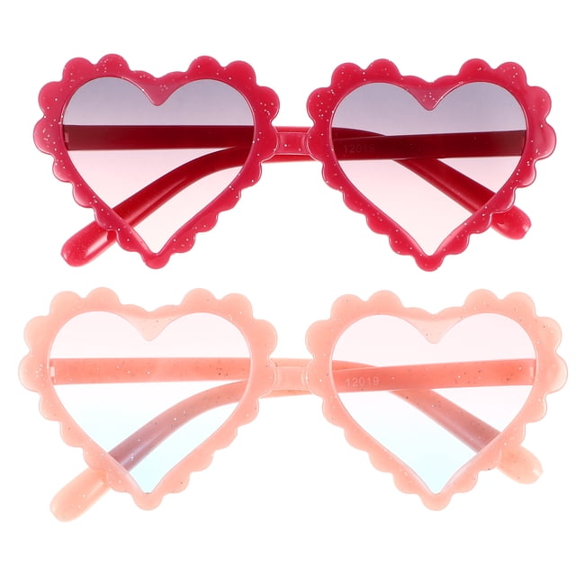 2Pcs en Forme de Coeur Lunettes Enfants Lunettes à la Mode Partie Accessoires de Photo de Lunettes