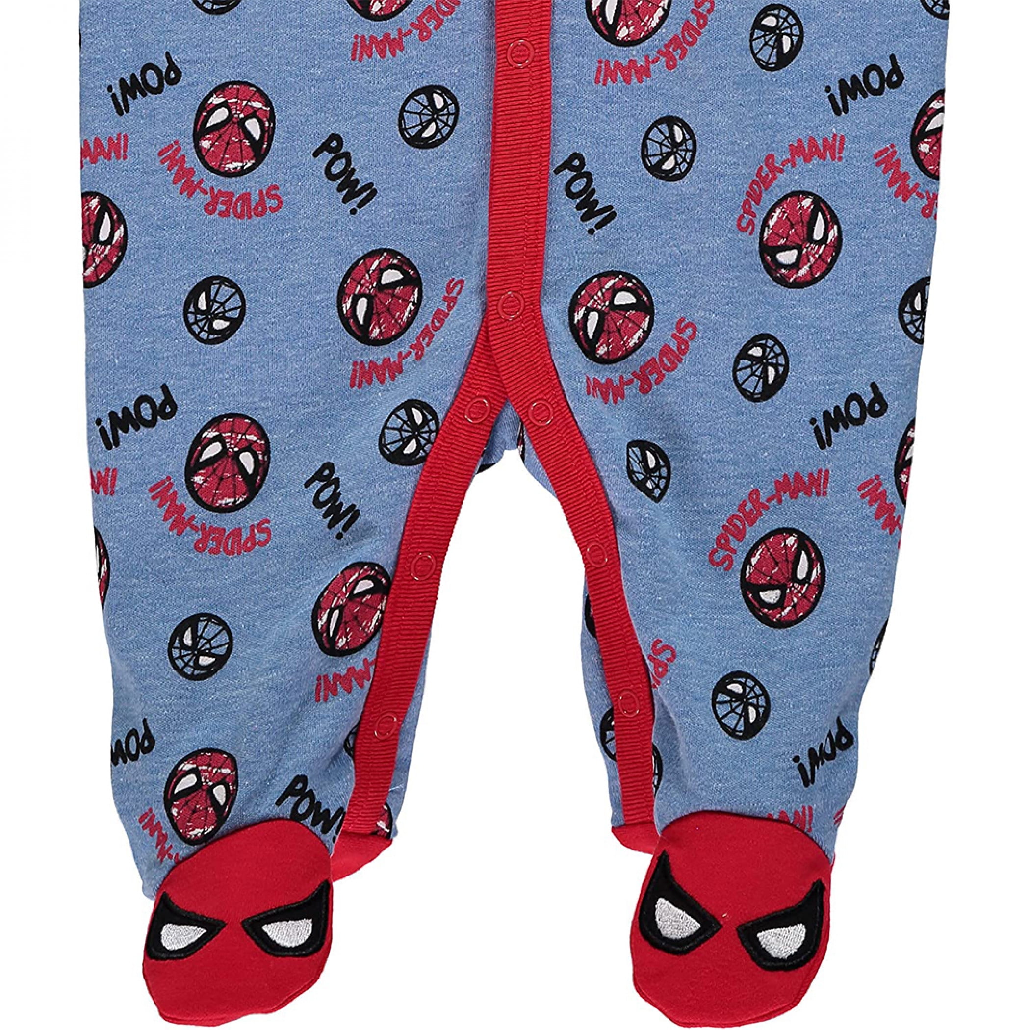 Spiderman Brandclub Marvel Spider Man Face Symbols Infant Footed Pajamas 6 9 Months