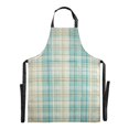 thumbnail image 2 of Blue Green Grid Chef Kitchen Apron with Pockets for Women Waterproof Aprons for Cooking Baking, 2 of 7